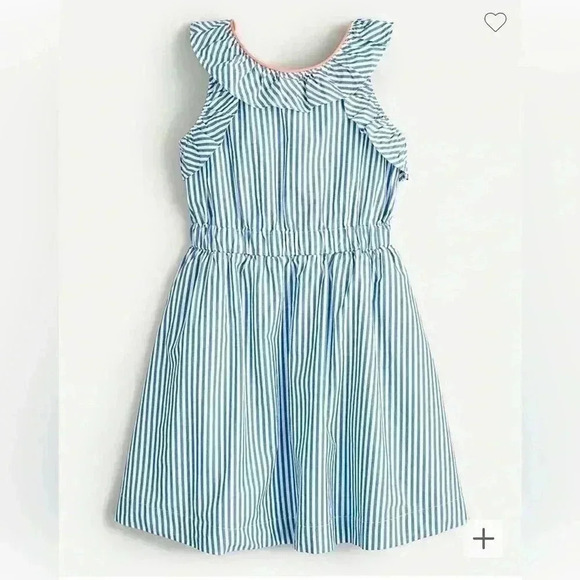 Crewcuts Other - J. Crew Crewcuts Girls Sleeveless Ruffle Dress in Shirting Stripe size 3
